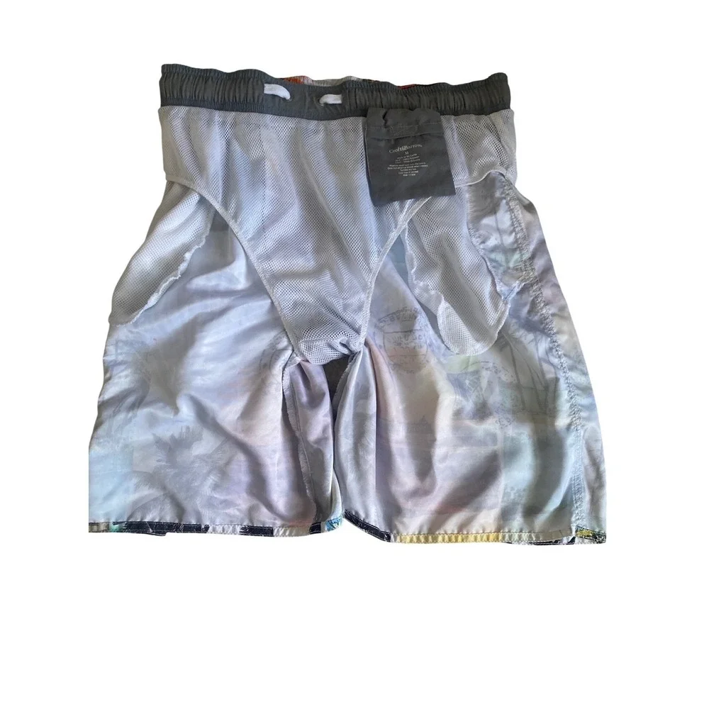 Croft‎ & Barrow Mens Tropical Postcard Palm Tree Swim Trunks Multicolor Medium
